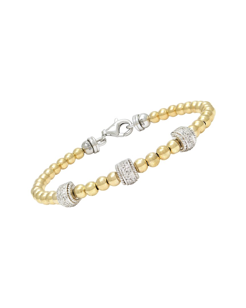 Diamond Select Cuts Beads Silver 0.05 Ct. Tw. Diamond Bangle Bracelet