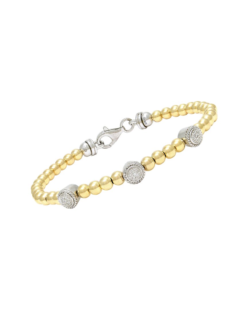 Diamond Select Cuts Beads Silver 0.05 Ct. Tw. Diamond Bangle Bracelet