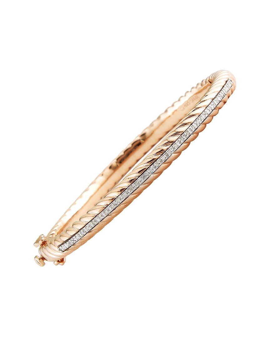 Diamond Select Cuts Silver & Stainless Steel 0.10 Ct. Tw. Diamond Bangle Bracelet