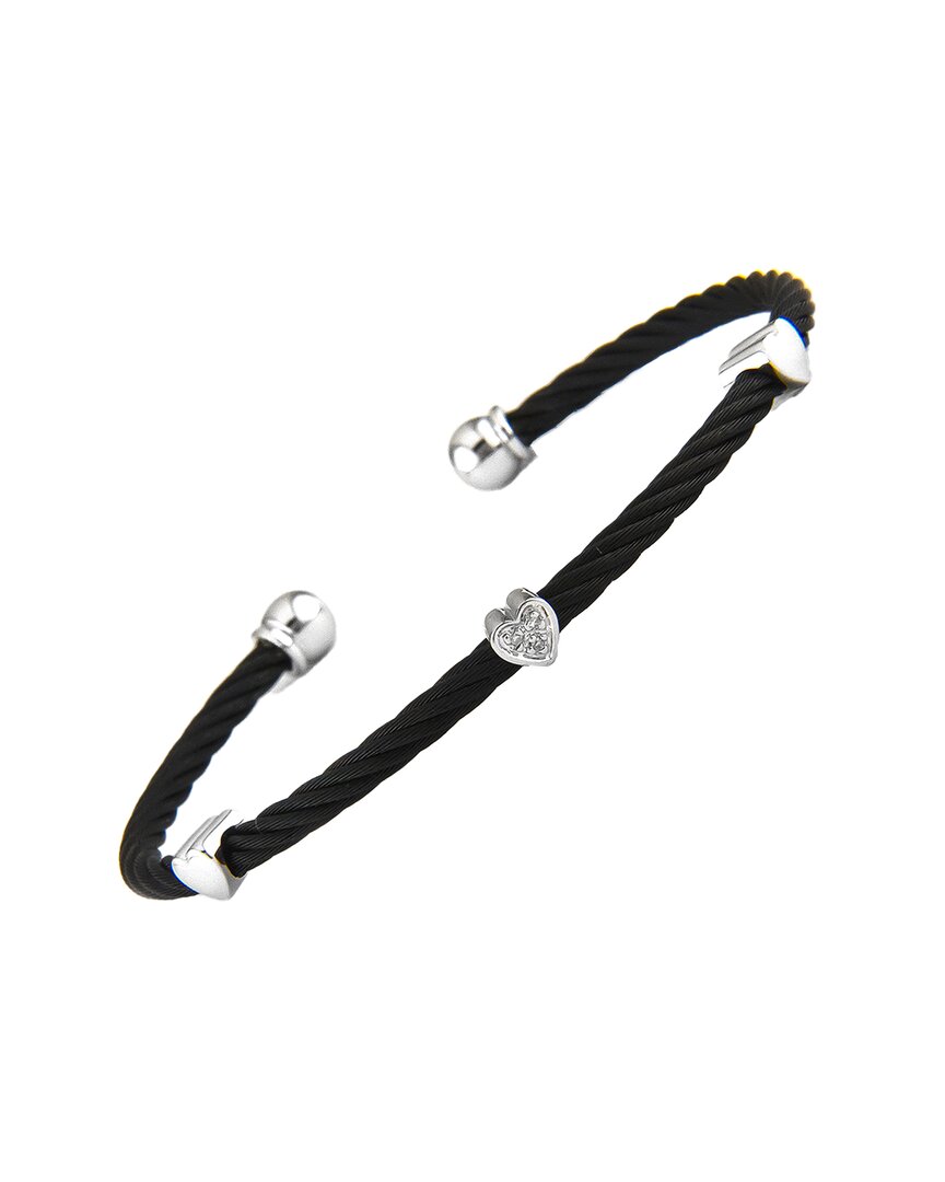 Diamond Select Cuts Heart 14k & Stainless Steel 0.01 Ct. Tw. Diamond Bangle Bracelet