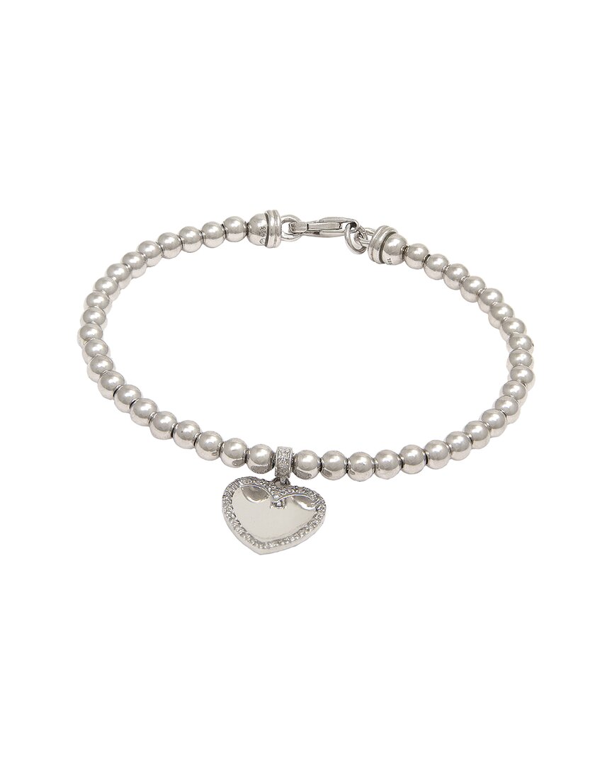 Diamond Select Cuts Heart Silver 0.10 Ct. Tw. Diamond Bangle Bracelet