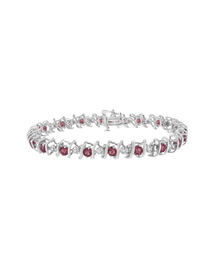 Haus Of Brilliance Colorful Gemstones Silver 3.13 Ct. Tw. Diamond & Lab-grown Tourmaline Tennis Brac In Silver
