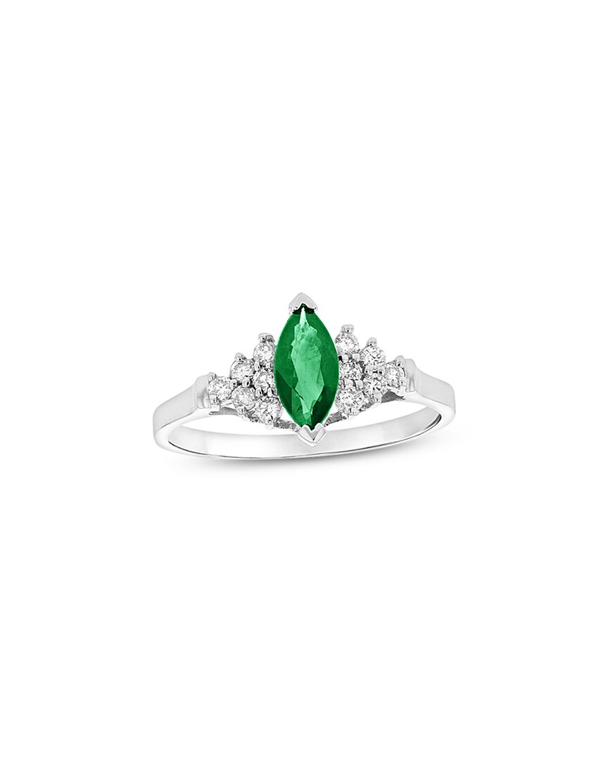Levaron 14k 0.69 Ct. Tw. Diamond & Emerald Cocktail Ring In Green