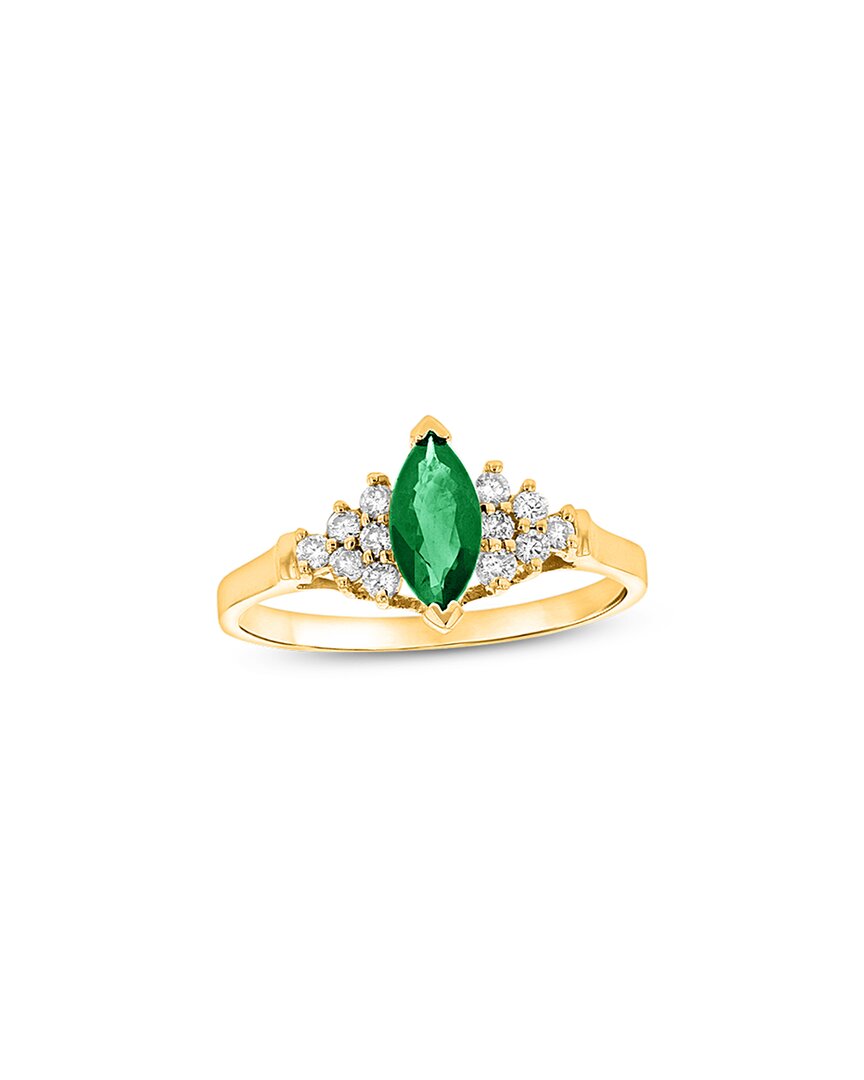 Levaron 14k 0.69 Ct. Tw. Diamond & Emerald Cocktail Ring