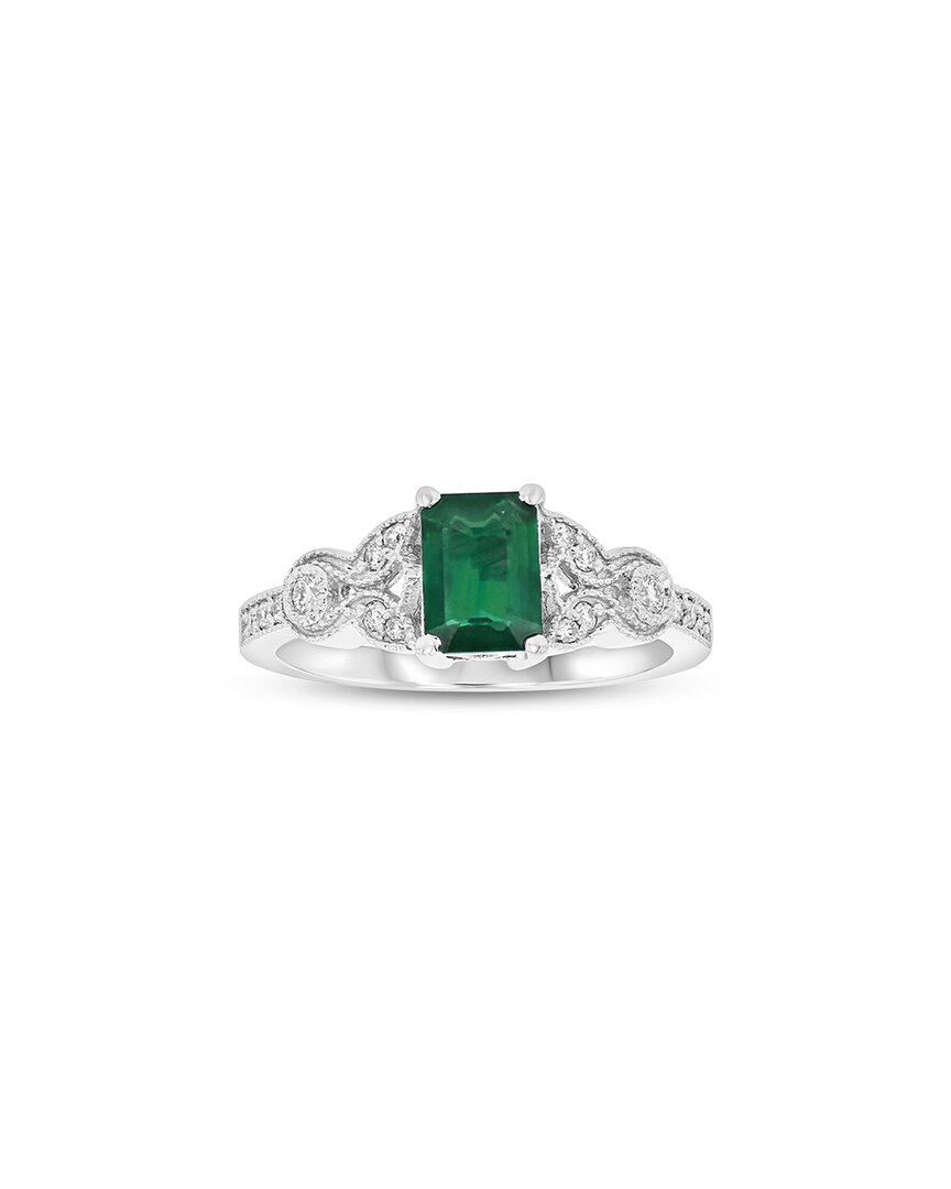 Levaron 14k 0.15 Ct. Tw. Diamond & Emerald Cocktail Ring