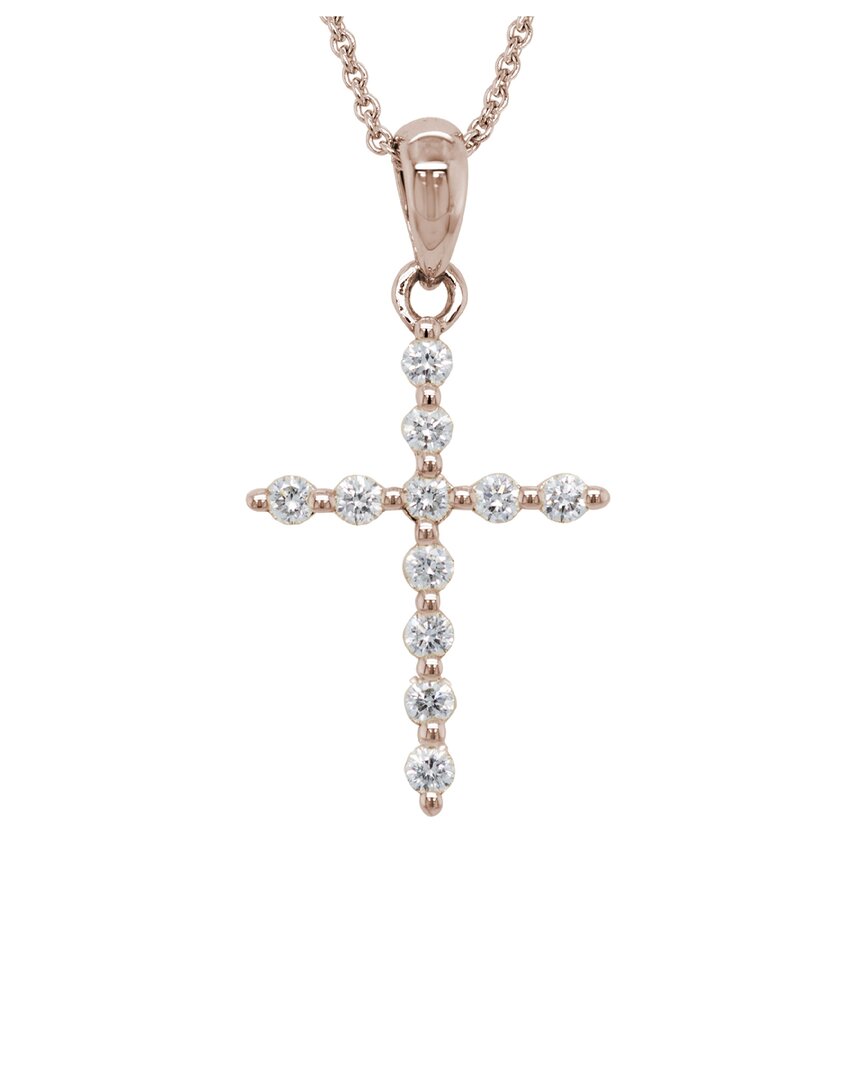 Diamond Select Cuts 14k Rose Gold 0.20 Ct. Tw. Diamond Cross Necklace