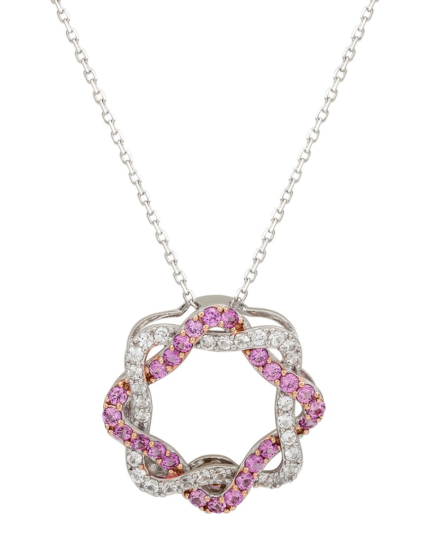 Suzy Levian Silver 0.02 Ct. Tw. Diamond & Sapphire Circle Pendant