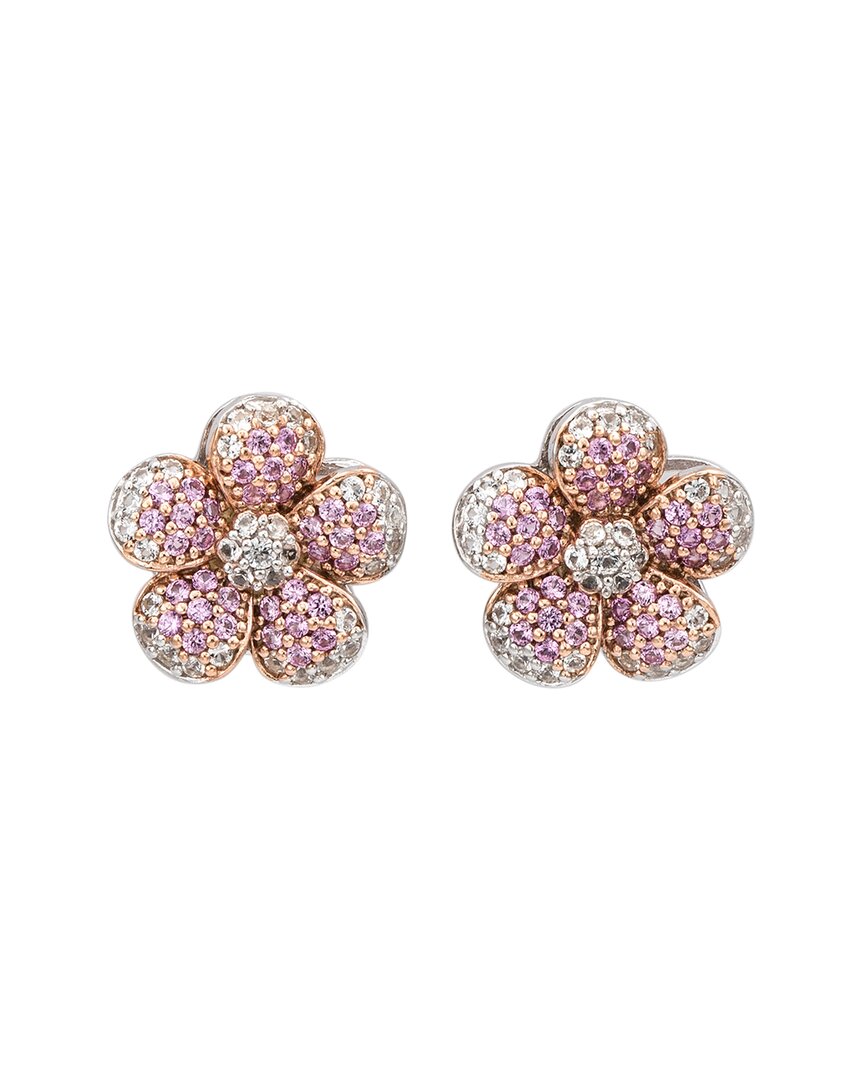 Suzy Levian Silver 0.02 Ct. Tw. Diamond & Sapphire Studs