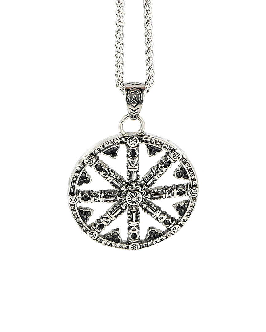 Jean Claude Dell Arte Stainless Steel Wheel Of Karma Necklace