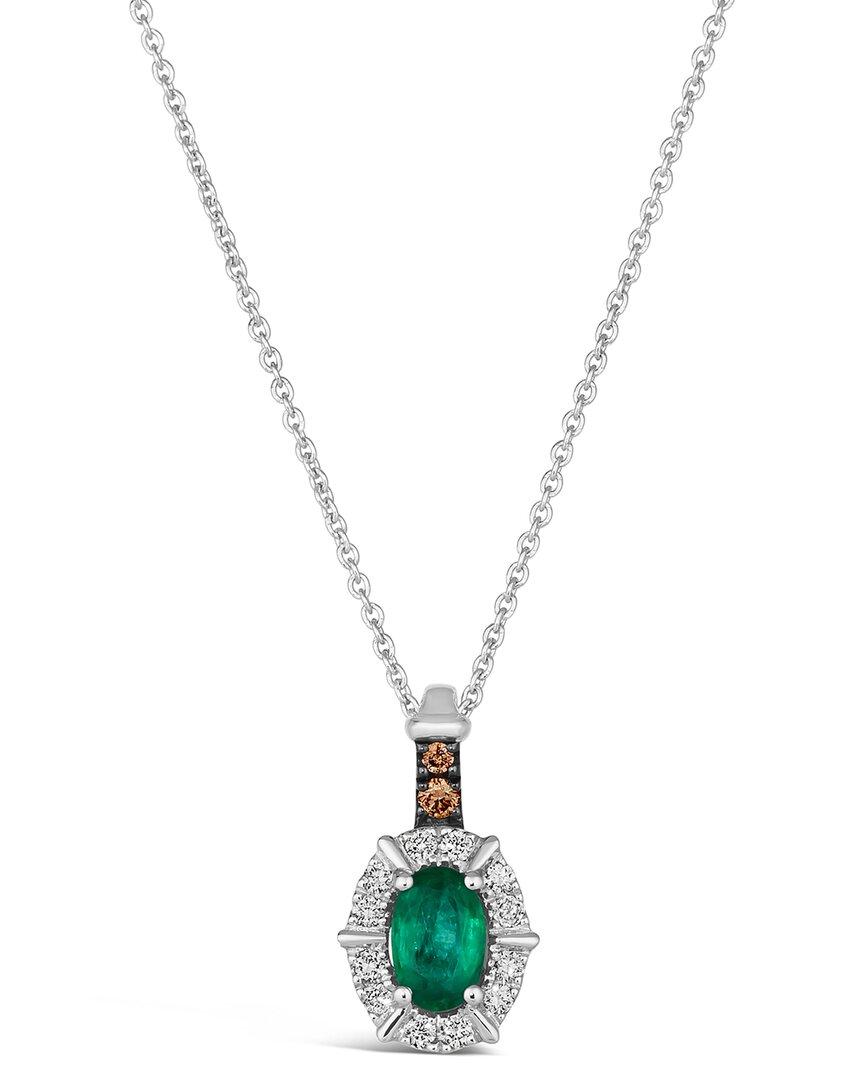 Le Vian ® 14k 0.46 Ct. Tw. Diamond & Emerald Pendant In Metallic