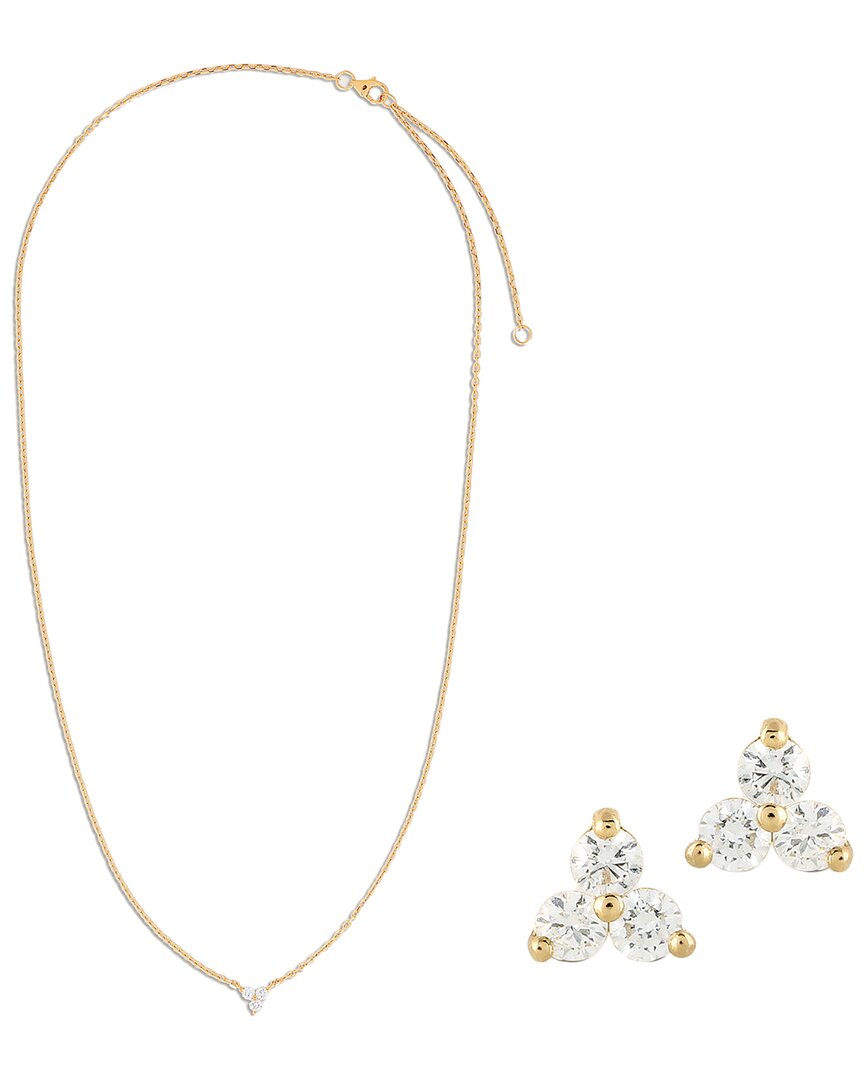 Pajure Fine Jewelry 14K 0.36 ct. tw. Lab-Grown Diamond Studs & Pendant Set