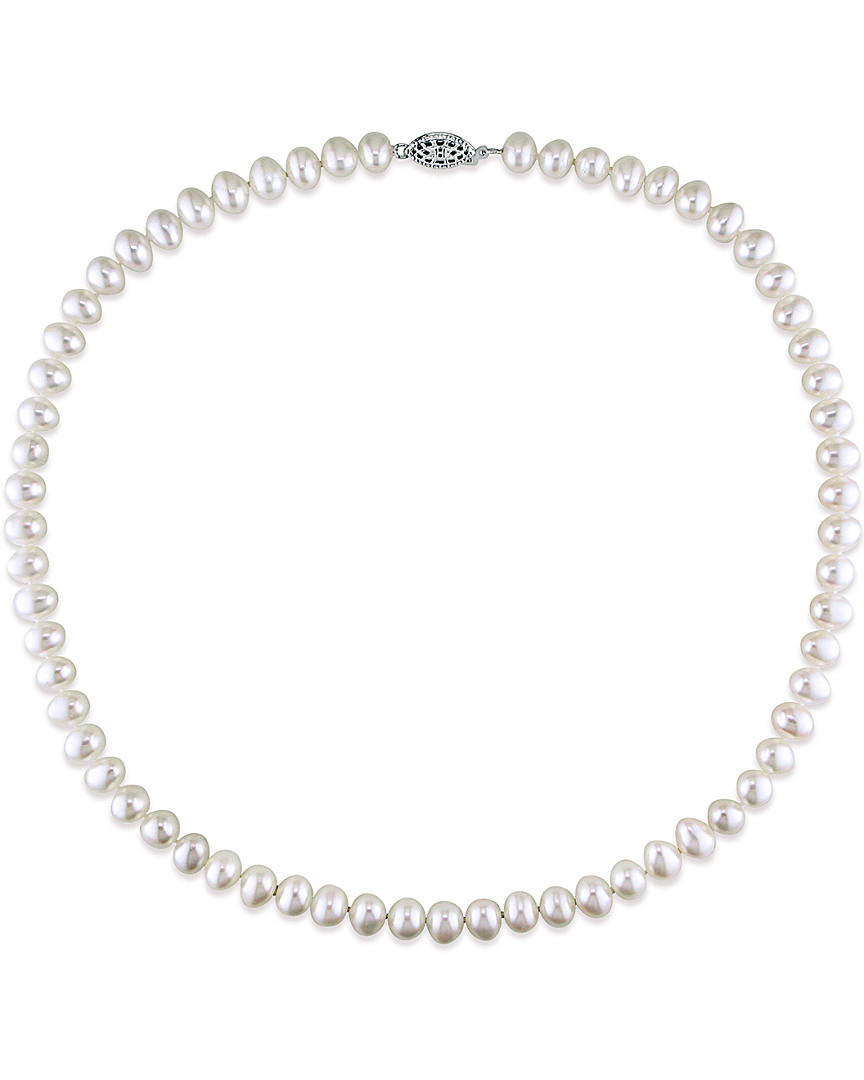 Shop Pearls Silver 6.5-7mm Pearl Single Strand Necklace