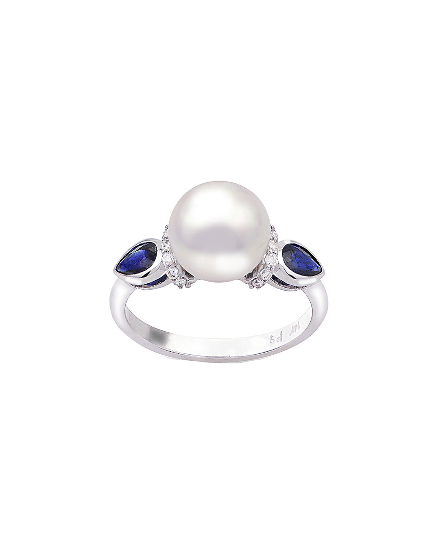 Pearls Imperial 14k 0.60 Ct. Tw. Sapphire & 9-9.5mm Akoya Pearl Ring