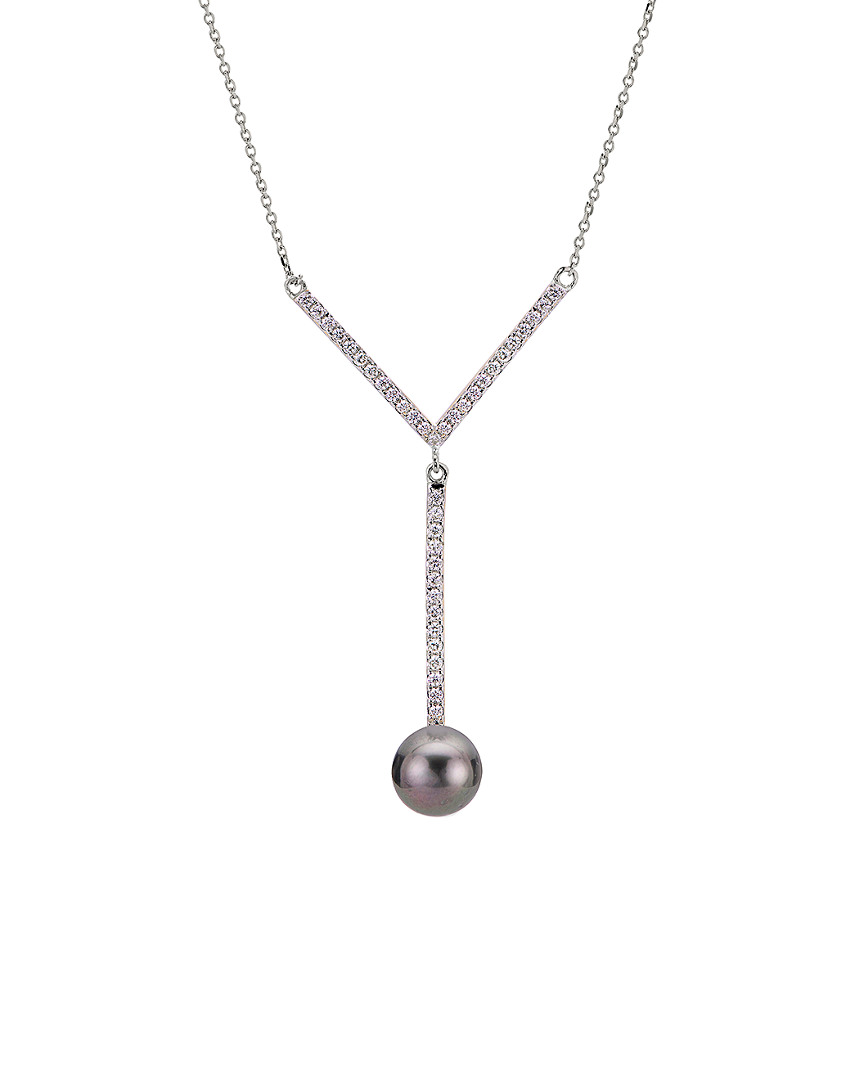 Pearls Imperial 14k 0.29 Ct. Tw. Diamond & 9-10mm Tahitian Pearl Necklace