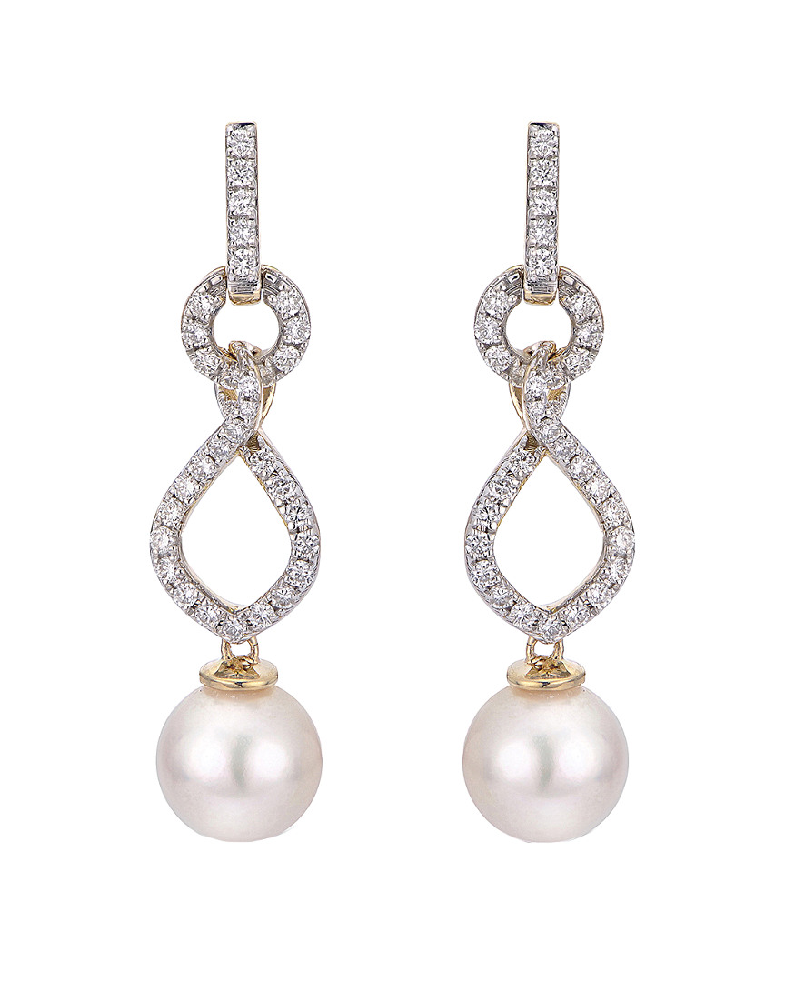 Pearls Imperial 14k 0.62 Ct. Tw. Diamond & 8.5-9mm Akoya Pearl Earrings