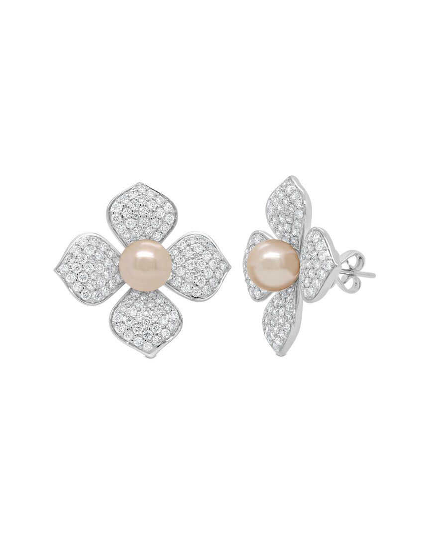 Sabrina Designs 14k 2.16 Ct. Tw. Diamond & Pearl Floral Earrings