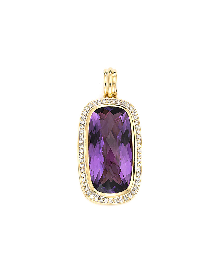 Heritage David Yurman David Yurman Albion 18k 0.56 Ct. Tw. Diamond & Amethyst Elongated Pendant  (authentic )