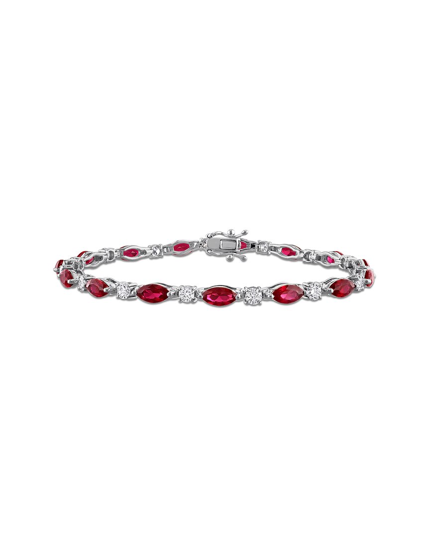 Lab Grown Gemstones Creative Forever 18k 8.40 Ct. Tw. Lab-grown Diamond & Lab-grown Ruby Tennis Bracelet