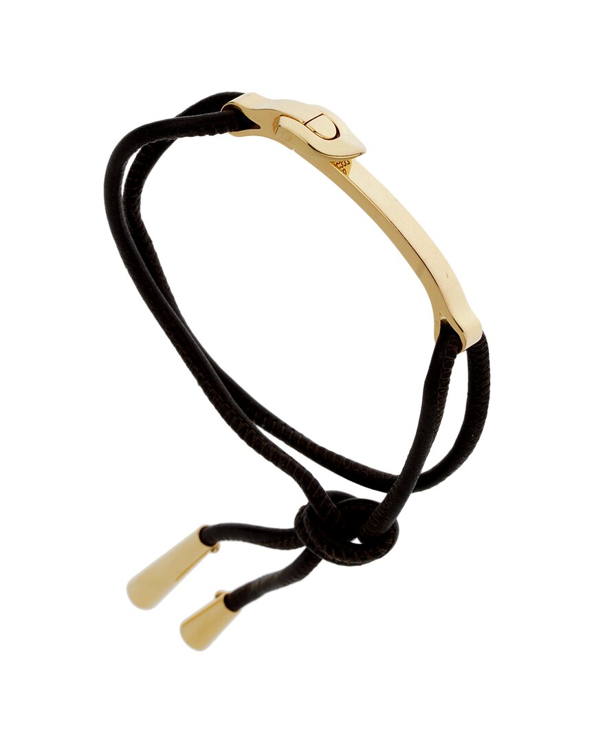 Pre-owned Louis Vuitton 18k Yellow Gold Leather Bangle Brace