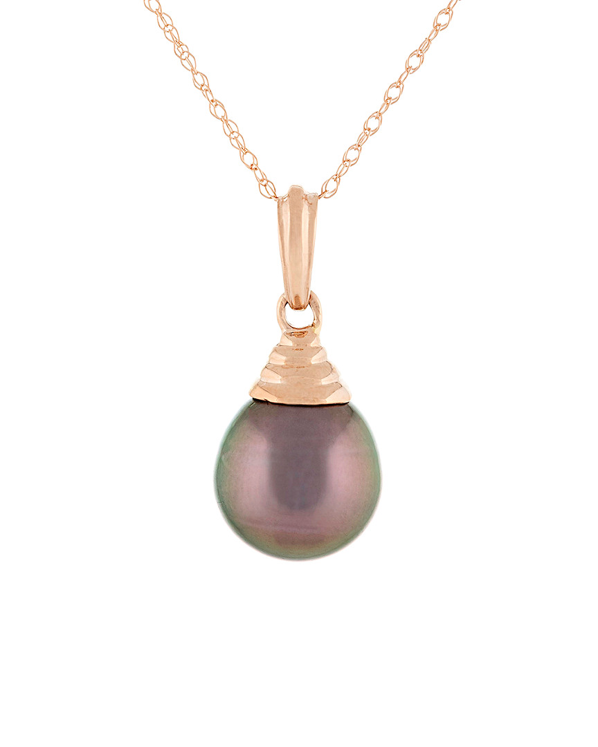 Splendid Pearls 14k Rose Gold 9-10mm Tahitian Pearl Necklace