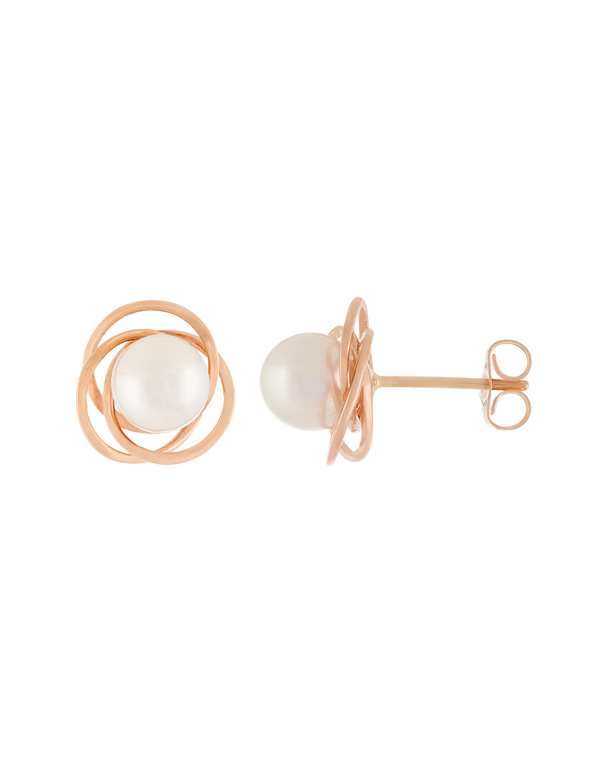 Splendid Pearls 14k Rose Gold 6.5-7mm Akoya Pearl Earrings
