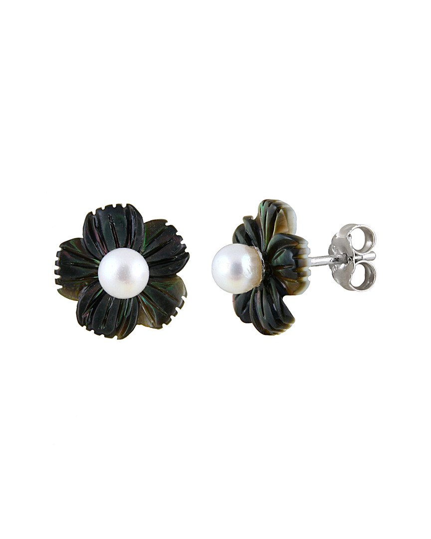 Shop Splendid Pearls Silver 3-.5-4mm Mother-of-pearl Flower Earrings