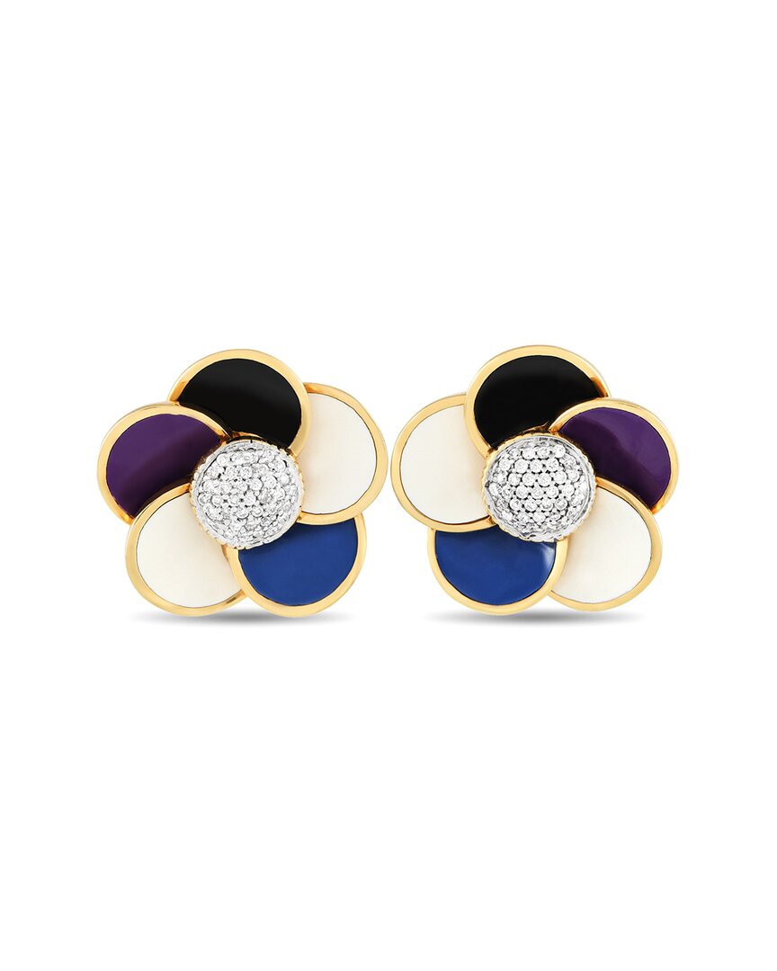 Rosato 18k Yellow Gold 0.27ct Diamond And Enamel Earrings O10-121624 Ro10-121624