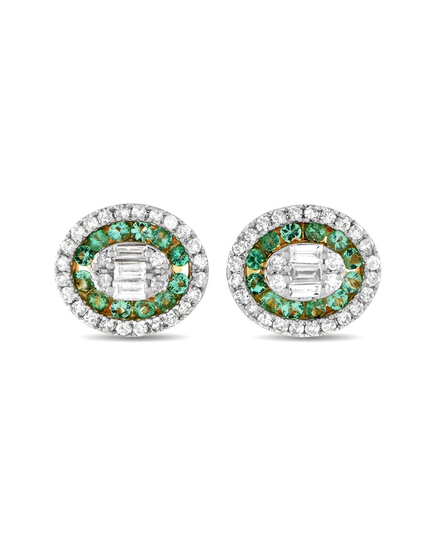 Diamond Select Cuts 14k 0.70 Ct. Tw. Diamond & Emerald Earring