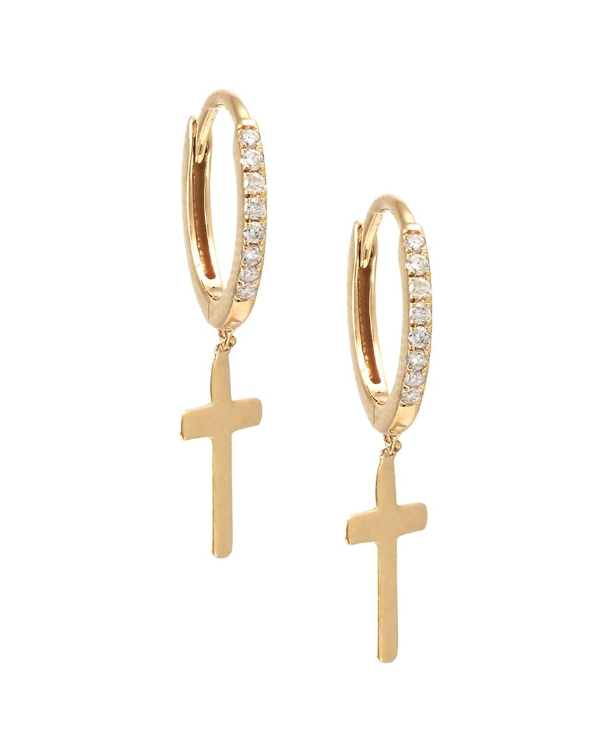 Diamond Select Cuts 14k Diamond Cross Mini Hoops | ModeSens