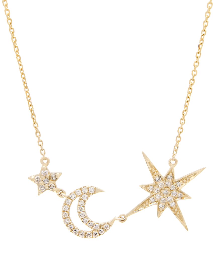 Diamond Select Cuts 14k 0.16 Ct. Tw. Diamond Star & Moon Necklace