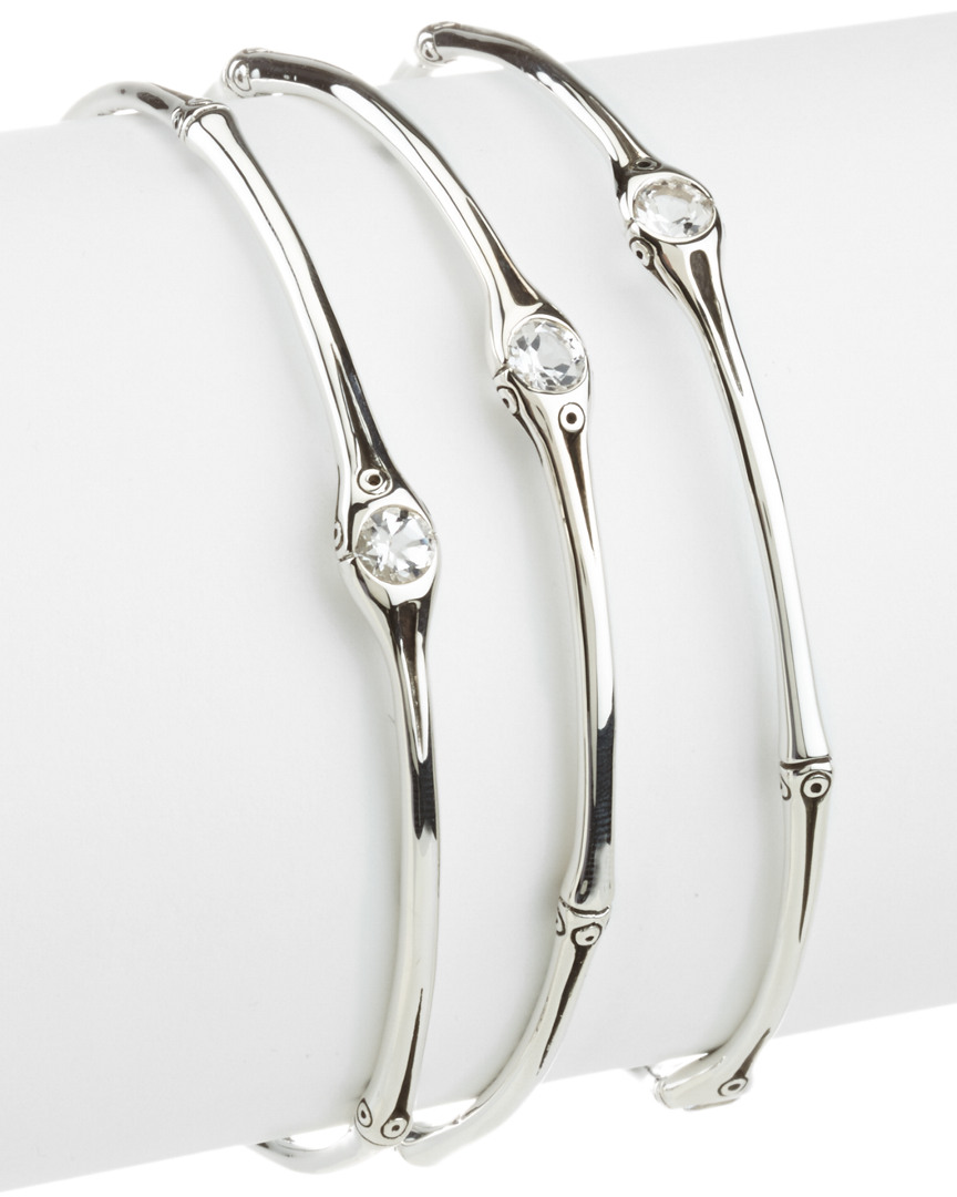John Hardy Set Of 3 Bamboo Silver Topaz Bangles In Nocolor