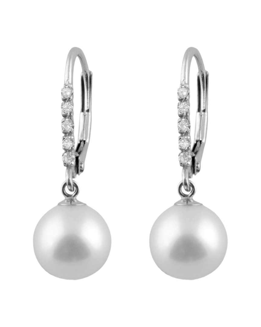 Splendid Pearls 14k 0.05 Ct. Tw. Diamond Earrings