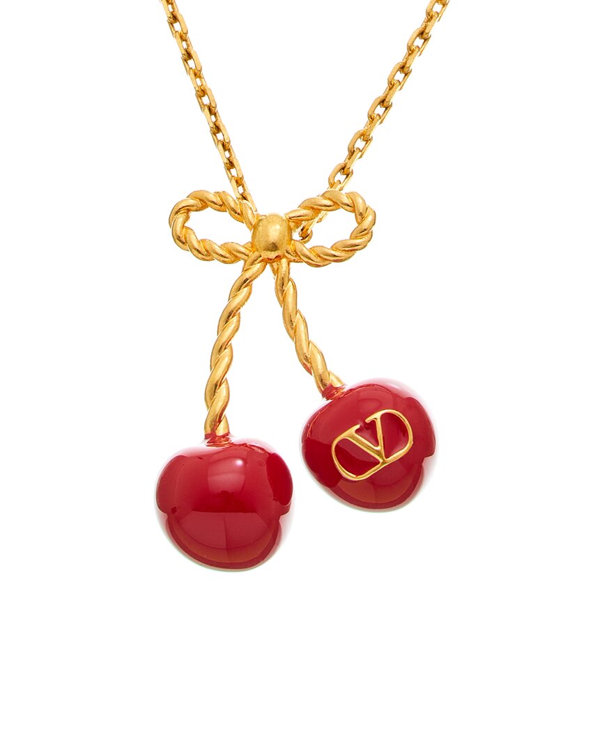 Valentino Garavani Chez Valentino Cherryfic Pendant Necklace In Gold