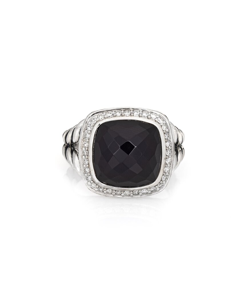 HERITAGE DAVID YURMAN DAVID YURMAN ALBION SILVER 0.22 CT. TW. DIAMOND & BLACK ONYX RING (AUTHENTIC  PRE-OWNED)