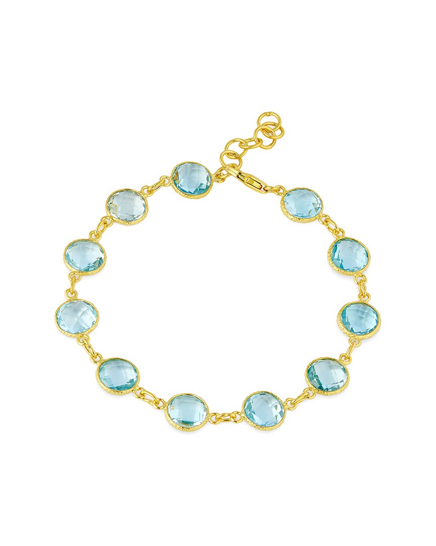Savvy Cie Silver 18.00 Ct. Tw. Blue Topaz Link Bracelet