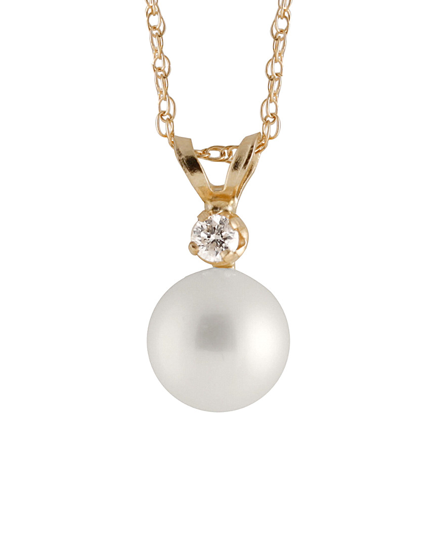 Masako Pearls 14k 0.10 Ct. Tw. Diamond & 8-9mm Akoya Pearl Necklace