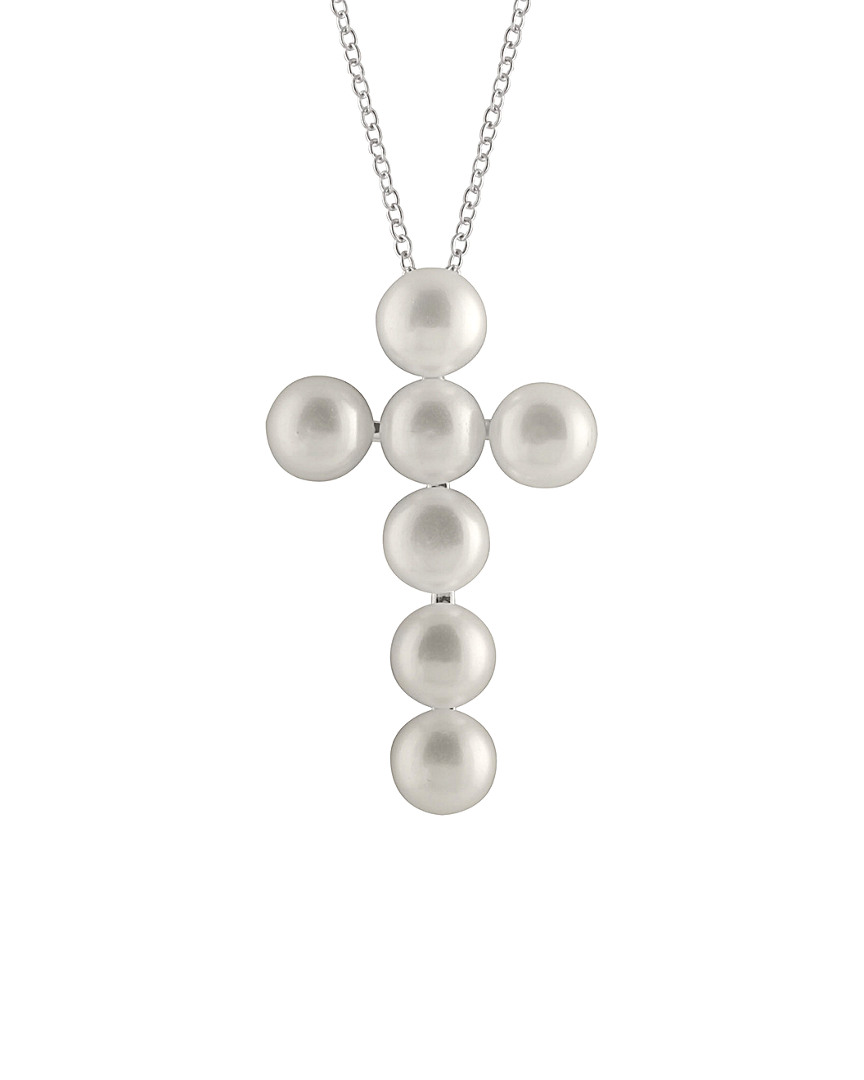 Splendid Pearls Rhodium Plated Silver 6-7mm Freshwater Pearl Necklace In Metallic