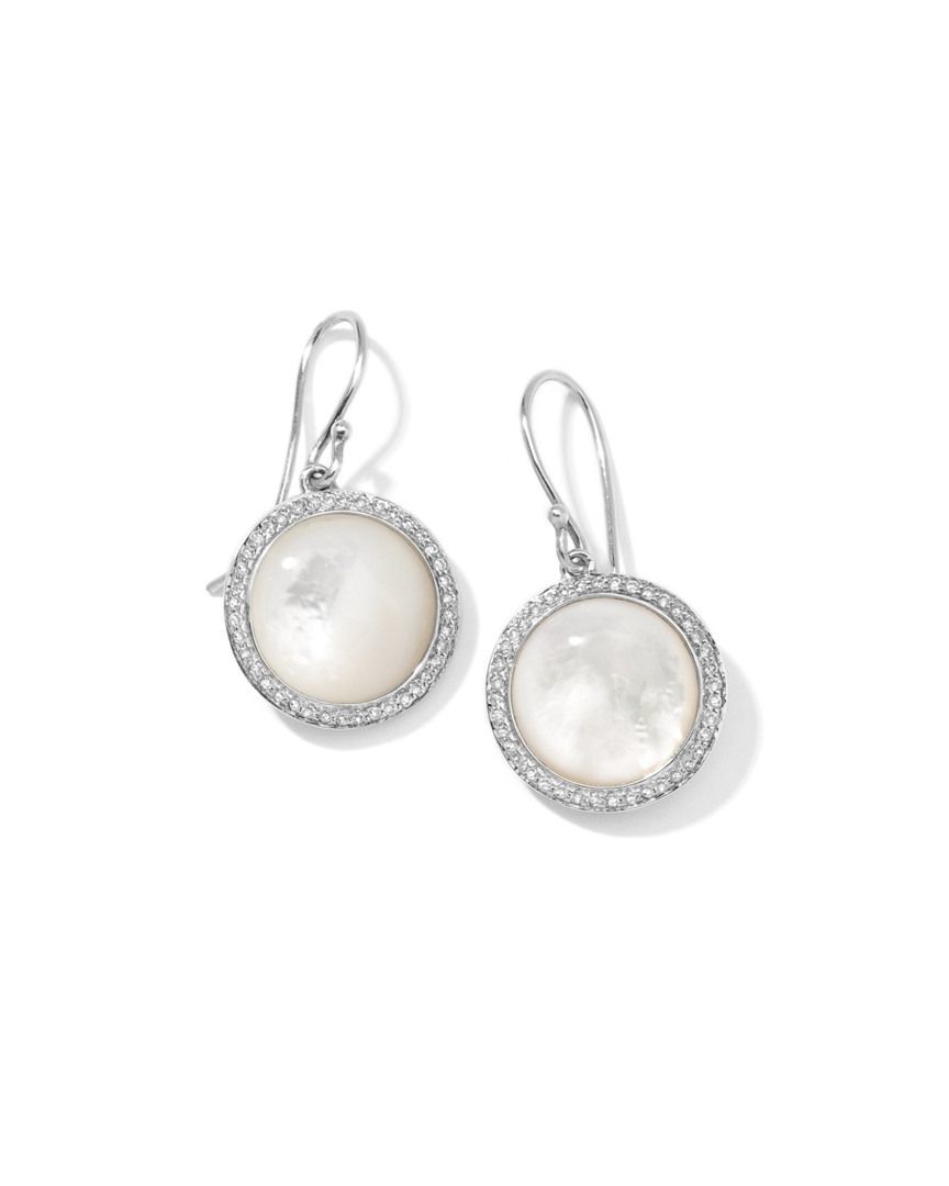 Ippolita Scultura Silver 13.34 Ct. Tw. Diamond & Cabochon Mother-of-pearl Dropearrings In White
