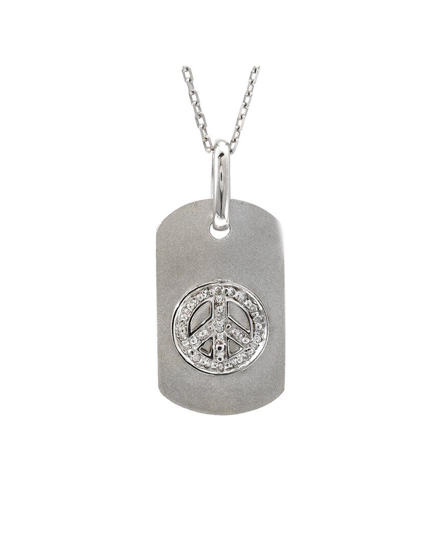 Diamond Select Cuts Silver Diamond Peace Dog Tag Necklace