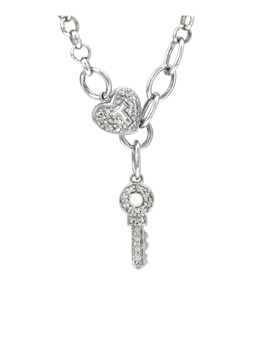 Diamond Select Cuts Silver 0.06 Ct. Tw. Diamond Heart & Key Necklace