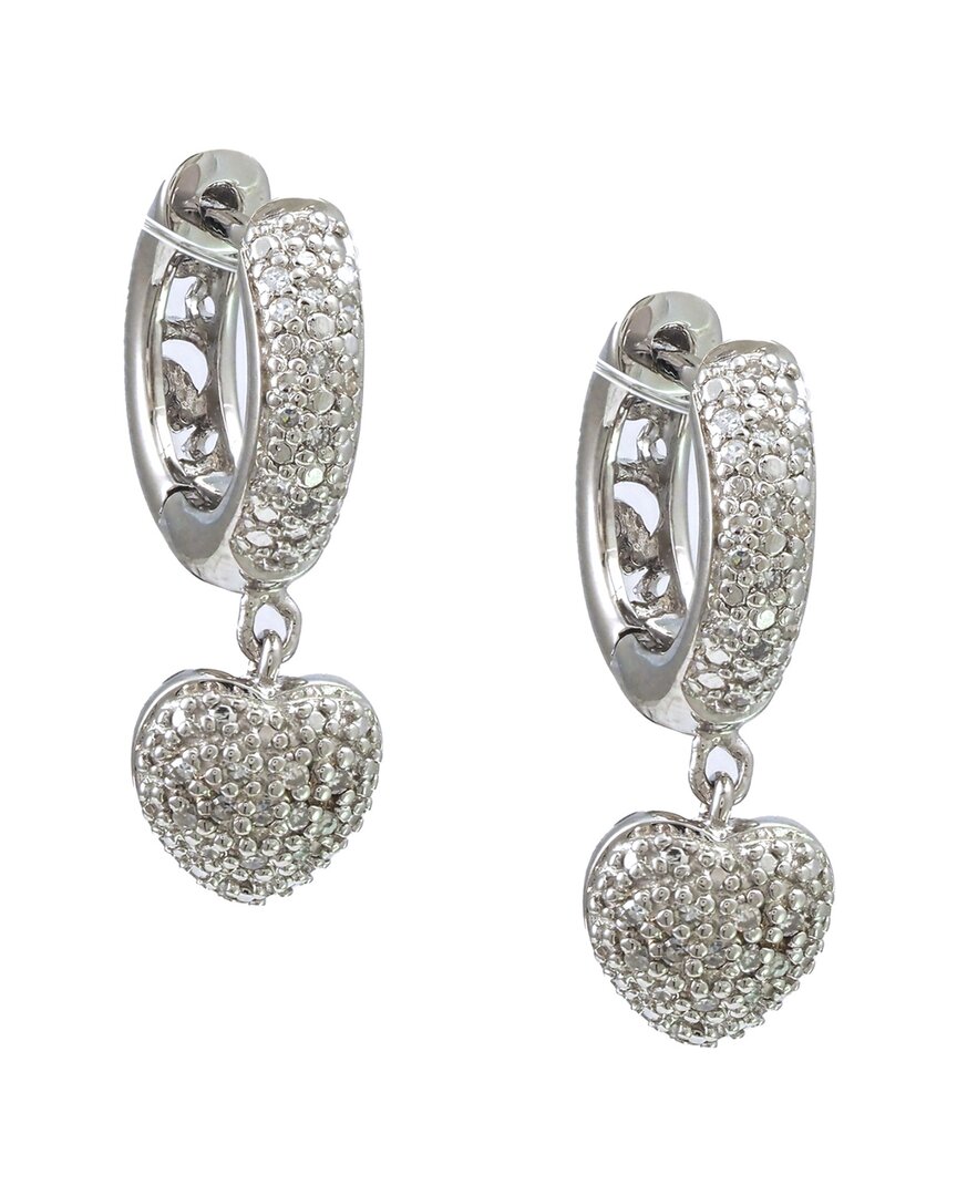 Diamond Select Cuts Silver 0.15 Ct. Tw. Diamond Heart Earrings