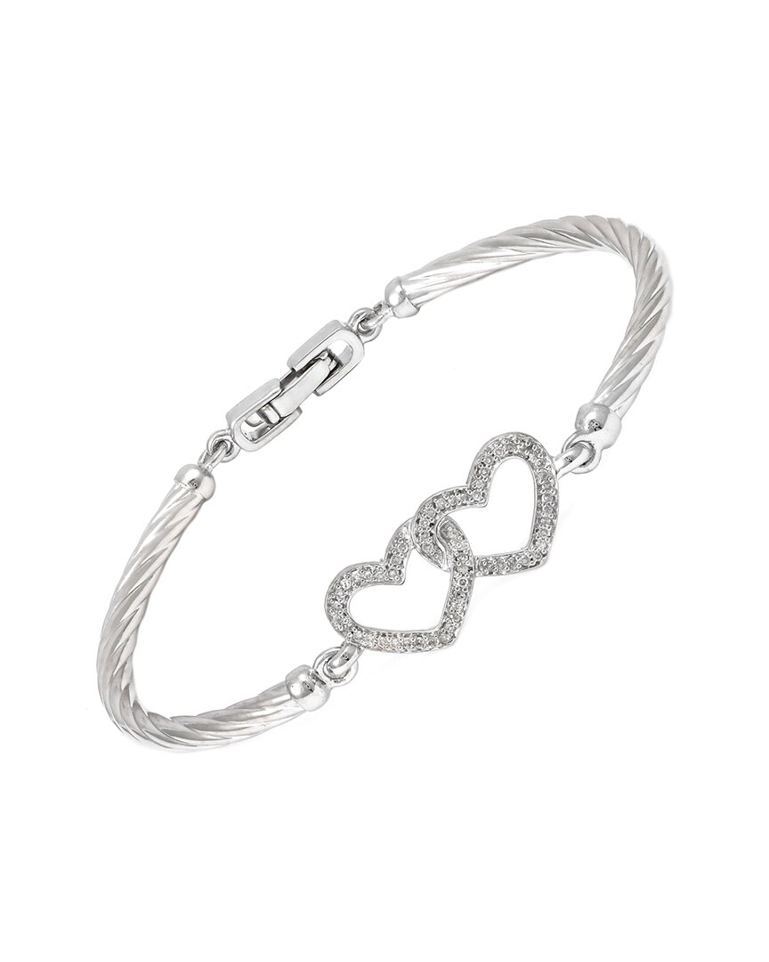 Diamond Select Cuts Silver 0.18 Ct. Tw. Diamond Heart Bangle Bracelet