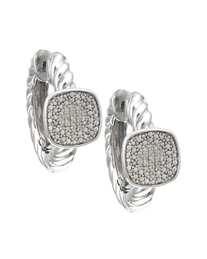 Diamond Select Cuts Silver 0.11 Ct. Tw. Diamond Square Earrings