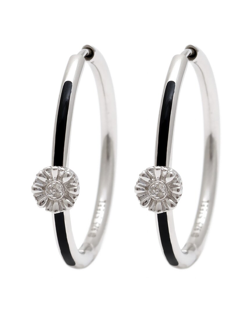Diamond Select Cuts Silver & Steel 0.02 Ct. Tw. Diamond Flower Earrings