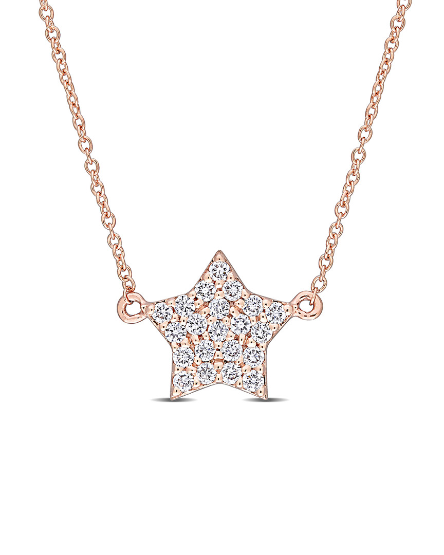 Diamond Select Cuts 14k Rose Gold 0.12 Ct. Tw. Diamond Star Necklace
