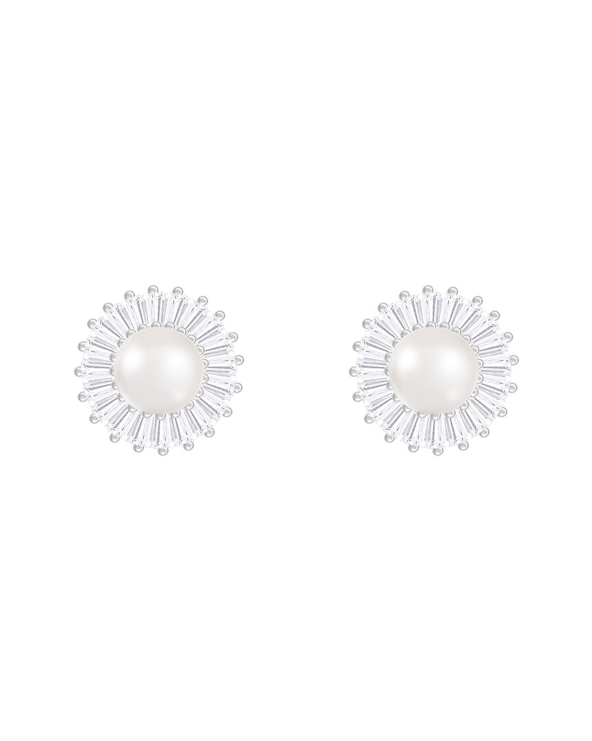 Splendid Pearls Silver 6.57-mm Pearl Cz Earrings
