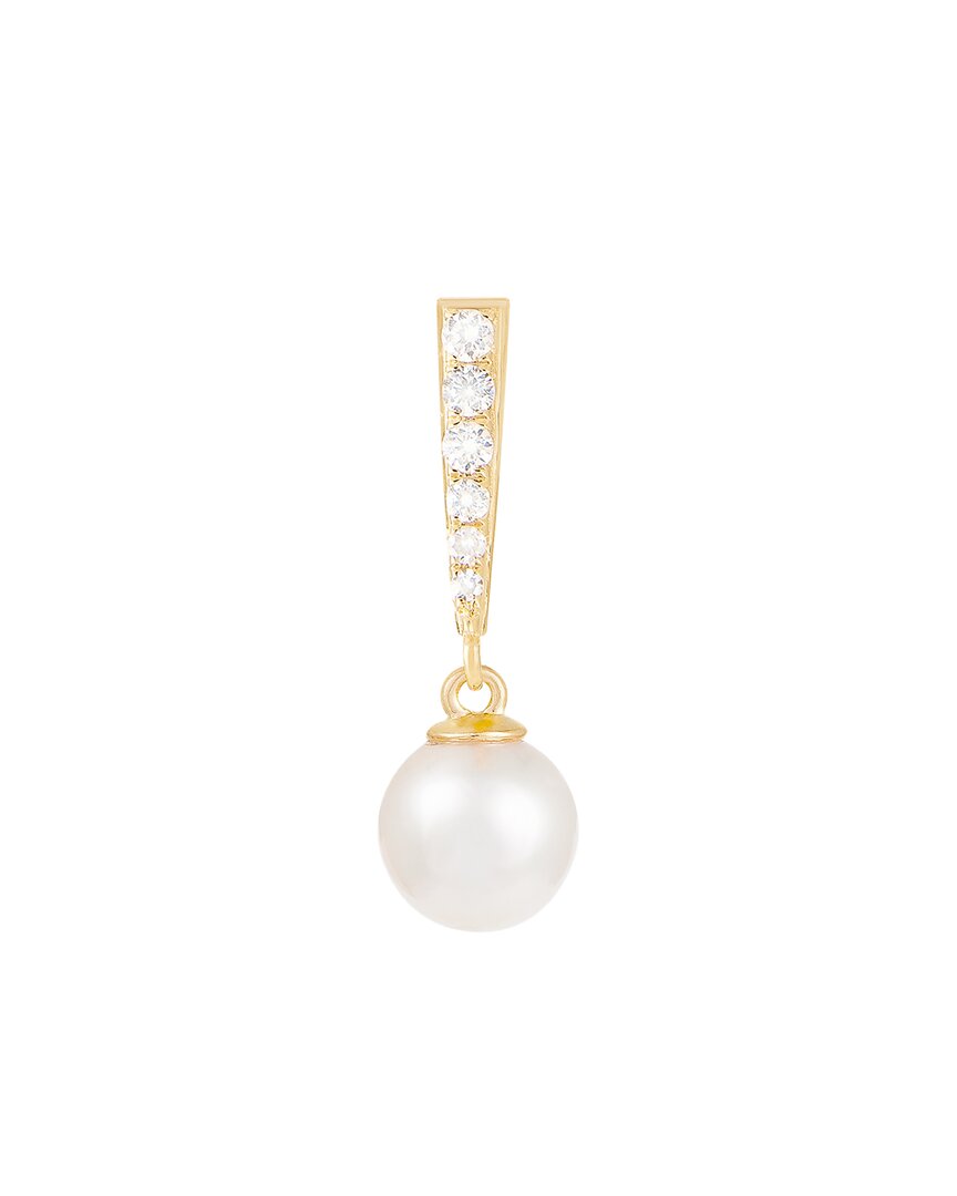 Splendid Pearls 14k 0.09 Ct. Tw. Diamond & 7-7.5mm Pearl Pendant
