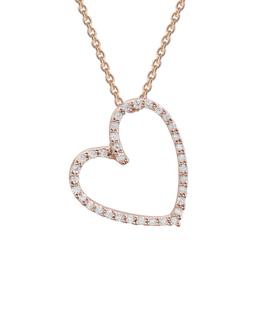 Diamond Select Cuts 14k Rose Gold 0.11 Ct. Tw. Diamond Open Heart Necklace