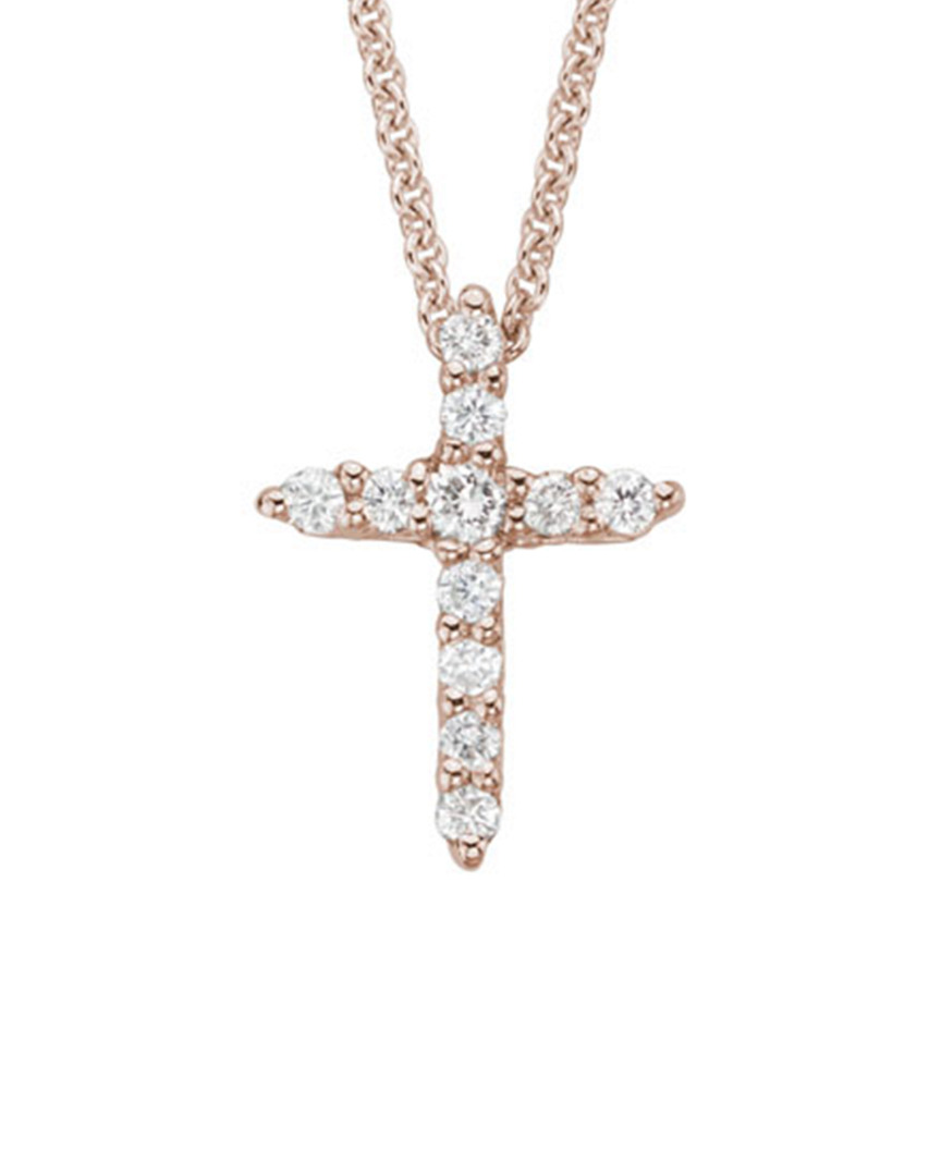 Diamond Select Cuts 14k Rose Gold 0.09 Ct. Tw. Diamond Cross Necklace