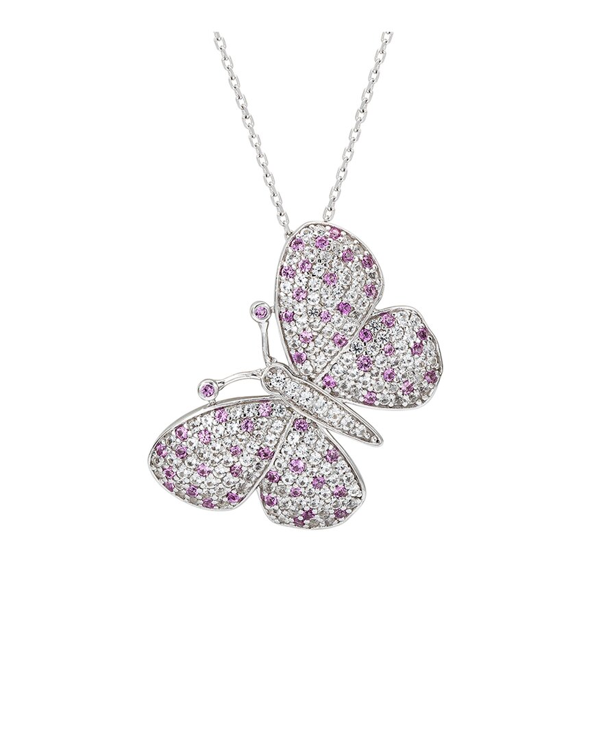 Suzy Levian Silver 0.02 Ct. Tw. Diamond & Gemstone Butterfly Pendant